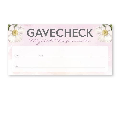 Gavecheck lyserød - Konfirmand