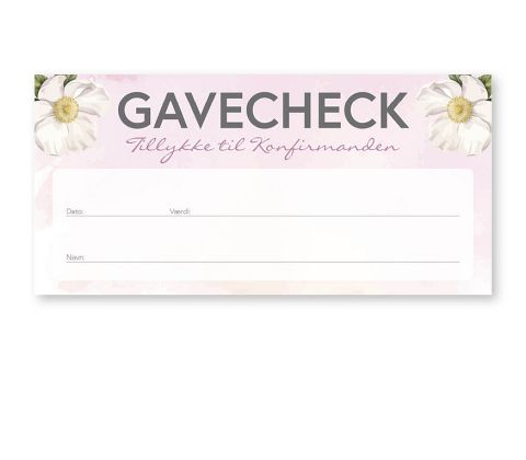 Gavecheck lyserød - Konfirmand