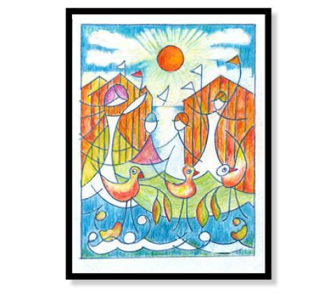 En dag ved stranden - plakat