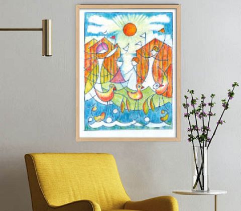 En dag ved stranden - plakat