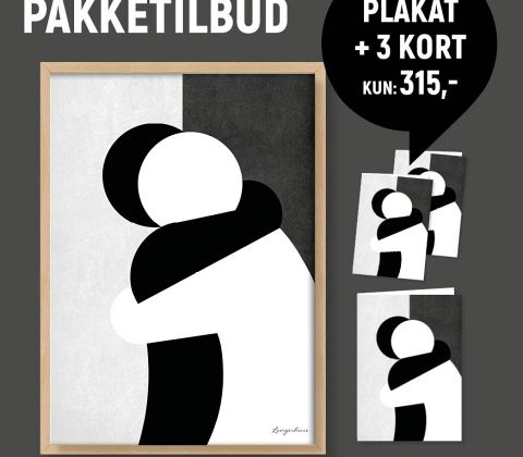 KRAM-plakat & 3 kort i sort/hvid