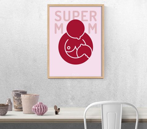 Super Mom - brystbarn i rød